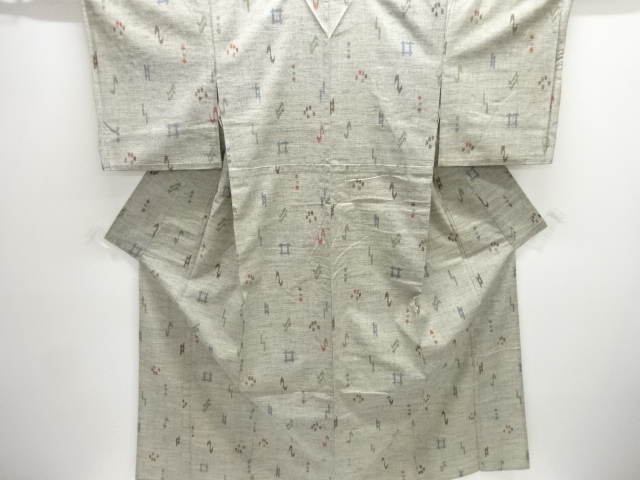 JAPANESE KIMONO / ANTIQUE HITOE KIMONO / SILK / HAND WOVEN TSUMUGI / KASURI PATTERN